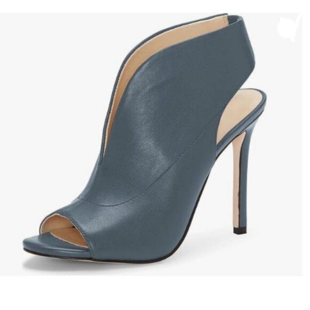 YDN Teal Chic Slingback Peep Toe Stiletto Heel Sandals Ankle Boots Cutout Shoe